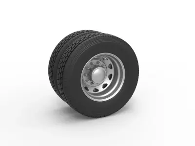 10 Triangular Hole Rear double wheel of semi truck Scale 1 to 25 3D print model