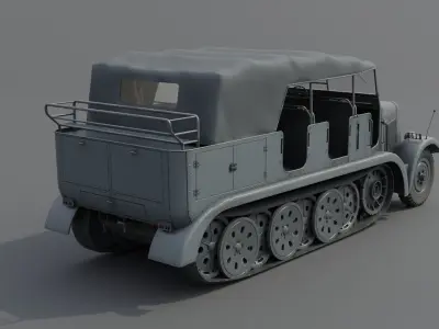 SdKfz7 Halftracked Artillery Tractor Low-poly 3D model