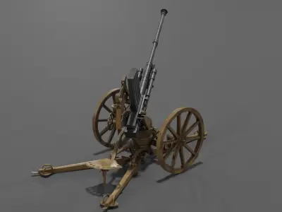 Type 98 20 mm anti-aircraft machine cannon Low-poly 3D model