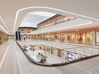 Shopping Mall interior Low-poly 3D model