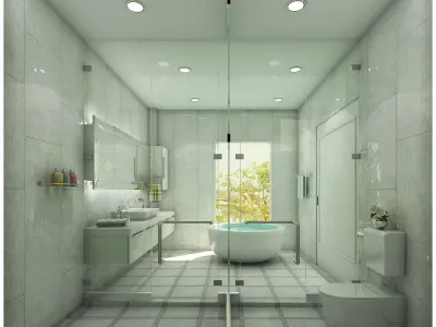 bathroom 1 with bathtub and sink 3D model