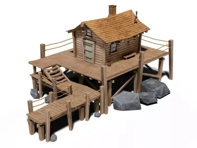Fishing Shack Low-poly 3D model
