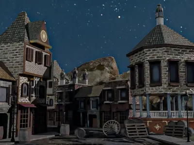 FRENCH CITY 1800s Low-poly 3D model