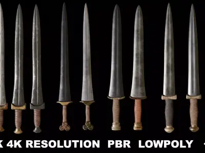 Greek Sword Xiphos Collection Low-poly 3D model