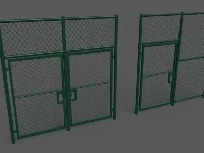 PBR Chain Link Fence For Court C 3D model