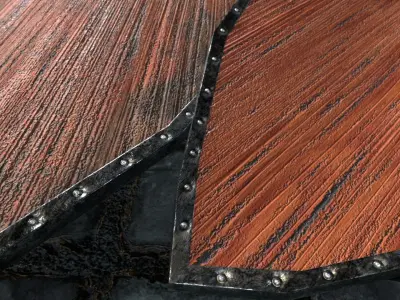 Medieval round shield with coat of arms 7 Low-poly 3D model