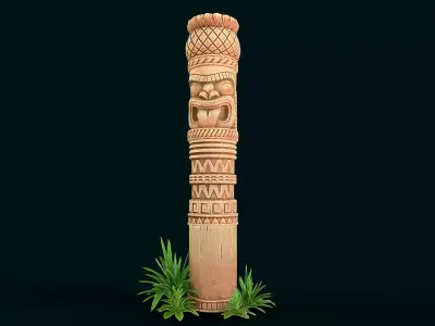 Stylized Wood Totem 10 Low-poly 3D model