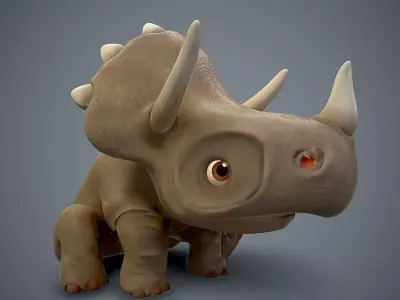 Cartoon baby dino Low-poly 3D model