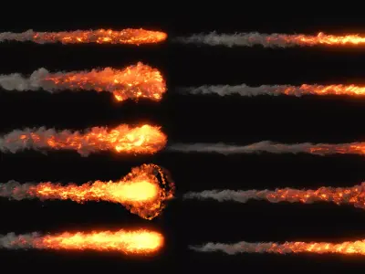 High Resolution Smoke Fire Trail Animations 3D model