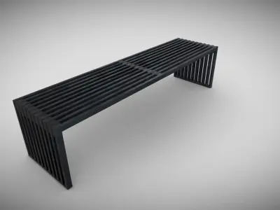 Small Metal Outdoor Bench Low-poly 3D model