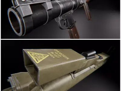 Modern AAA Rocket Launcher Pack Game Ready PBR Low-poly 3D model