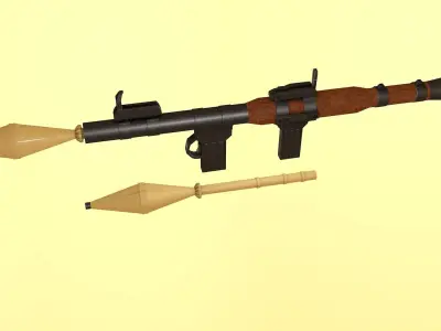 Bazooka gun with wooden handle 3D model