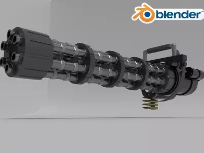 Minigun and Drill Low-poly 3D model