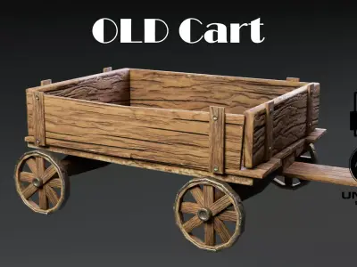 Rustic Wooden Cart Low-poly 3D model