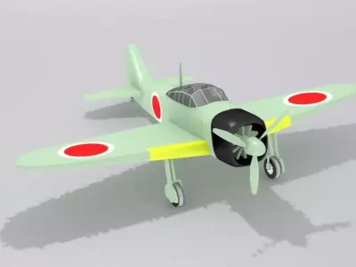 Mitsubishi A6M2 Zero Low-poly 3D model