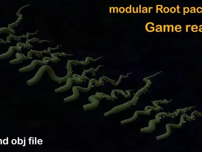 Modular Root Environment Pack Low-poly 3D model