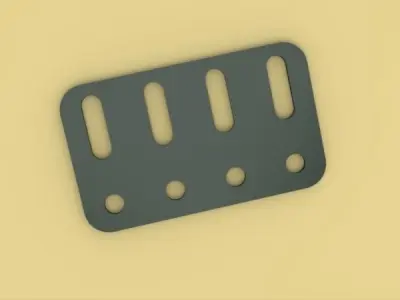 Flat Metal Girder 4 Holes - Meccano Part Free 3D model