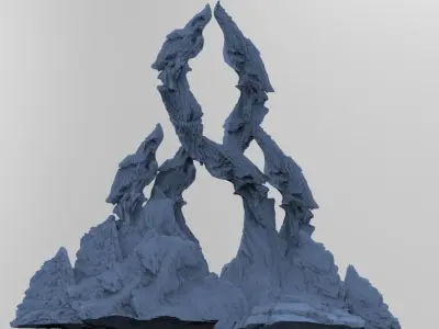 Grand Tri Clawed Mountain Dragon Bones 3D model