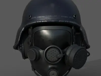 Gas mask helmet 3d model military protection pollution  Low-poly 3D model