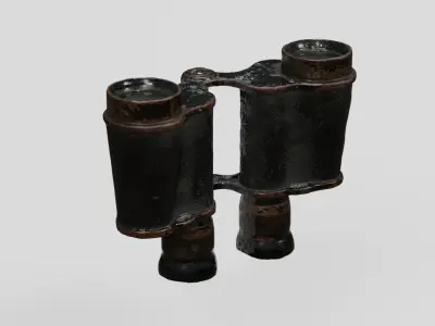 WW1 Military Binoculars and Leather Case 3D scan PBR 4K textures Low-poly 3D model