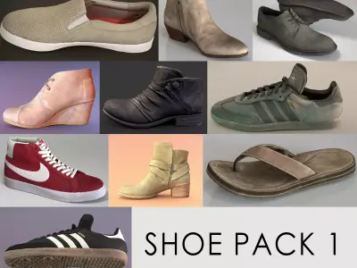 Shoe Pack 1 Low-poly 3D model