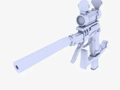 M93 Raffica Extended Mag Low-poly 3D model