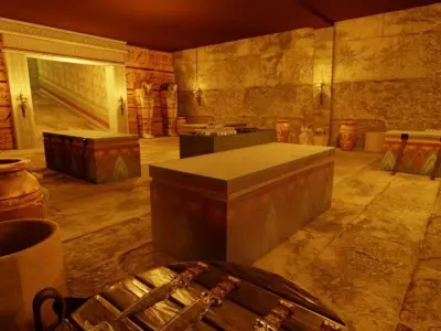 U Shaped Egyptian Mummification Corridor and Punishment Set 3D model