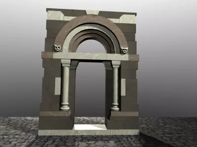 Medieval Romanic Style Portal no 3 Low-poly 3D model