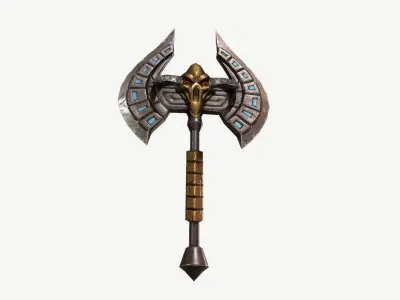 Stylized fantasy axe Low-poly 3D model