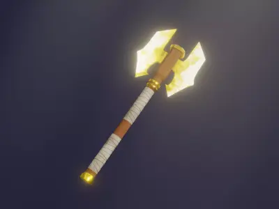 Double Bit Light  Axe - Elemental Battle Axe - Model 01 Low-poly 3D model