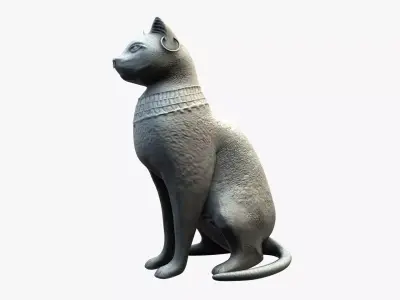 Egyptian cat statue Low-poly 3D model