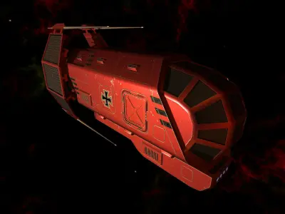 Spaceship Patriot Type 2 Red Low-poly 3D model