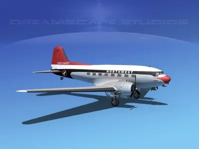 Douglas DC-3 Northwest 3D model