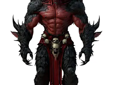Demon lord of Skulls Horned Demon Warrior 3D print model
