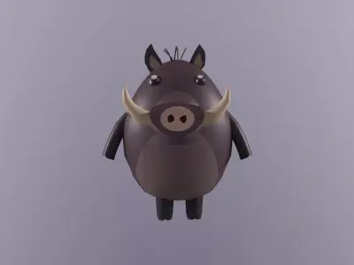 Pig LowPoly warthog Free low-poly 3D model