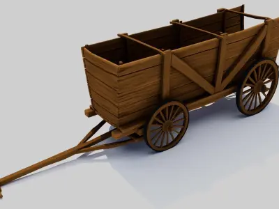 Cartoon Wagon Low-poly 3D model purchase