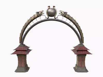 Ancient Japanese Arch Gate 3D model