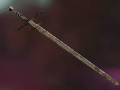 lowpoly rusted great sword - zweihander -PBR Low-poly 3D model