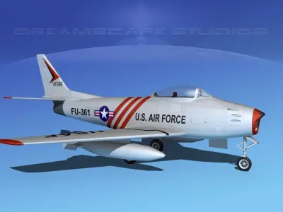 North American F-86 Sabre Jet V05 USAF 3D model