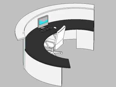 Modern Curved Reception Desk  Revit Family RFA 3D model