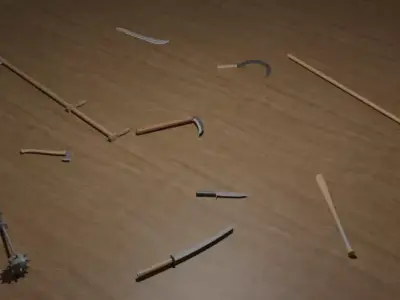 Polygonal melee weapons pack Low-poly 3D model