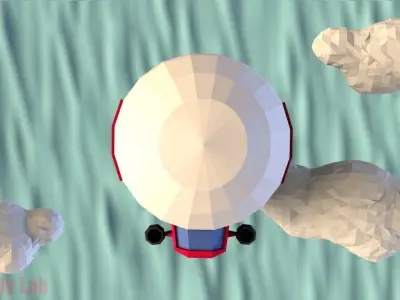 Cartoon Airship Low-poly 3D model