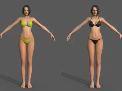 Character - Female Girl Customize Bundle Pack Low-poly 3D model