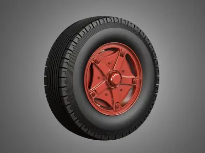 Trucks Tires and Dayton Style Rims with 5 Spoks 3D model
