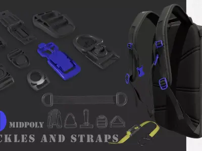 Buckle and straps Low-poly 3D model