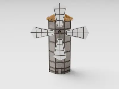 Medieval Windmill Low-poly 3D model