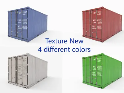 Container 20ft with 2 LOD for physically based rendering Low-poly 3D model