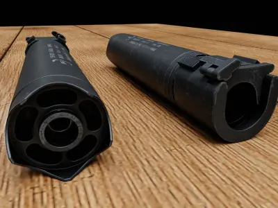Rotex V suppressor Low-poly 3D model