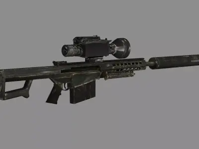 Barrett M82A1 Sniper Rifle Modified Low-poly 3D Model Low-poly 3D model