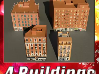 Building Collection 61-64 Low-poly 3D model